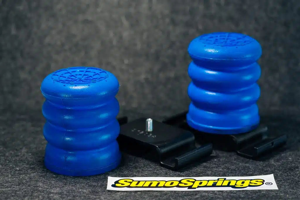 Blue SumoSprings and Brackets for the Toyota Tacoma for Airbags vs bump stops vs SumoSprings