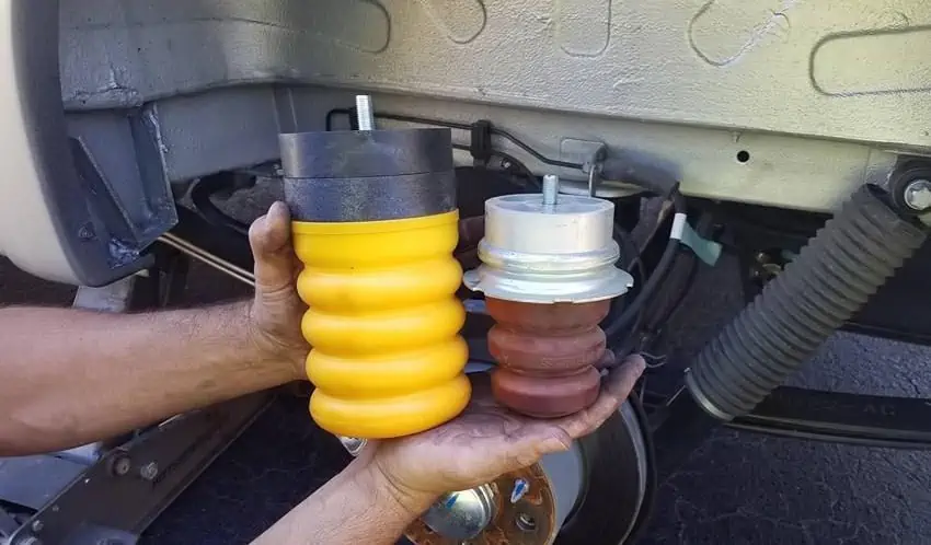 Comparing SumoSprings to factory bump stop on Ford Transit